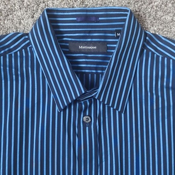 Men's Matinique Size Medium Long‎ Sleeve Striped Button Down Cotton Dress Shirt - Picture 5 of 12